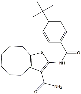 2-[(4-tert-butylbenzoyl)amino]-4,5,6,7,8,9-hexahydrocycloocta[b]thiophene-3-carboxamide Struktur