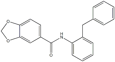 N-(2-benzylphenyl)-1,3-benzodioxole-5-carboxamide Struktur