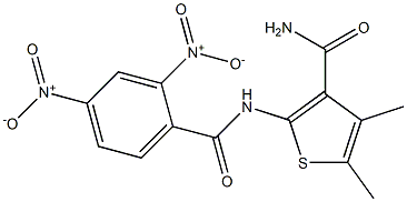 2-[(2,4-dinitrobenzoyl)amino]-4,5-dimethylthiophene-3-carboxamide Struktur