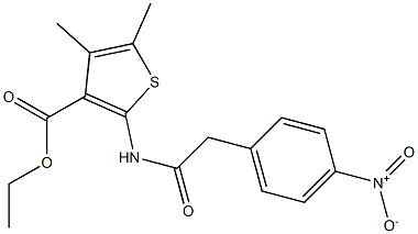 ethyl 4,5-dimethyl-2-[[2-(4-nitrophenyl)acetyl]amino]thiophene-3-carboxylate Struktur