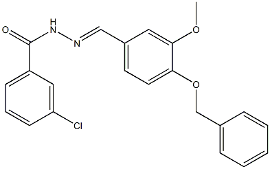 3-chloro-N-[(E)-(3-methoxy-4-phenylmethoxyphenyl)methylideneamino]benzamide Struktur