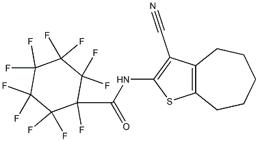 N-(3-cyano-5,6,7,8-tetrahydro-4H-cyclohepta[b]thiophen-2-yl)-1,2,2,3,3,4,4,5,5,6,6-undecafluorocyclohexane-1-carboxamide Struktur