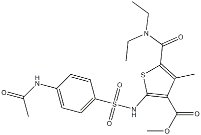 methyl 2-[(4-acetamidophenyl)sulfonylamino]-5-(diethylcarbamoyl)-4-methylthiophene-3-carboxylate Struktur