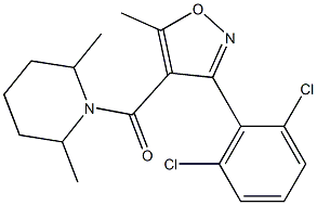 [3-(2,6-dichlorophenyl)-5-methyl-1,2-oxazol-4-yl]-(2,6-dimethylpiperidin-1-yl)methanone Struktur