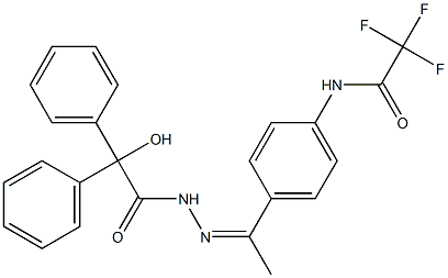 2-hydroxy-2,2-diphenyl-N-[(Z)-1-[4-[(2,2,2-trifluoroacetyl)amino]phenyl]ethylideneamino]acetamide Struktur