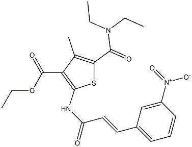 ethyl 5-(diethylcarbamoyl)-4-methyl-2-[[(E)-3-(3-nitrophenyl)prop-2-enoyl]amino]thiophene-3-carboxylate Struktur