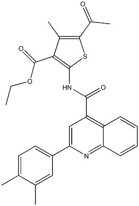 ethyl 5-acetyl-2-[[2-(3,4-dimethylphenyl)quinoline-4-carbonyl]amino]-4-methylthiophene-3-carboxylate Struktur