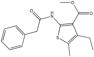 methyl 4-ethyl-5-methyl-2-[(2-phenylacetyl)amino]thiophene-3-carboxylate Struktur