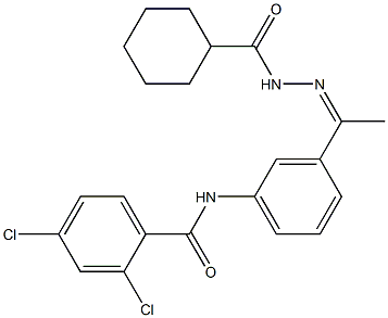 2,4-dichloro-N-[3-[(Z)-N-(cyclohexanecarbonylamino)-C-methylcarbonimidoyl]phenyl]benzamide Struktur