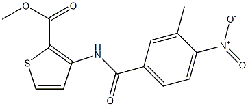 methyl 3-[(3-methyl-4-nitrobenzoyl)amino]thiophene-2-carboxylate Struktur