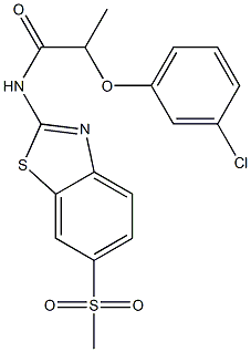 2-(3-chlorophenoxy)-N-(6-methylsulfonyl-1,3-benzothiazol-2-yl)propanamide Struktur