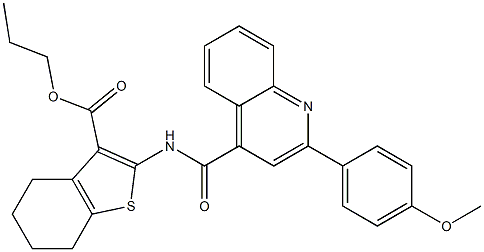 propyl 2-[[2-(4-methoxyphenyl)quinoline-4-carbonyl]amino]-4,5,6,7-tetrahydro-1-benzothiophene-3-carboxylate Struktur