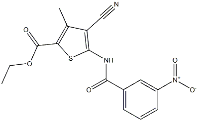 ethyl 4-cyano-3-methyl-5-[(3-nitrobenzoyl)amino]thiophene-2-carboxylate Struktur