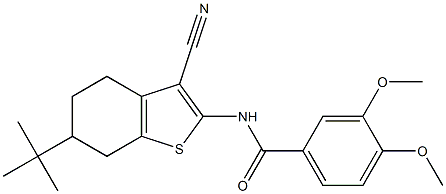 N-(6-tert-butyl-3-cyano-4,5,6,7-tetrahydro-1-benzothiophen-2-yl)-3,4-dimethoxybenzamide Struktur