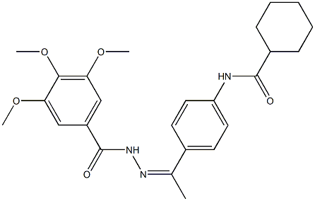 N-[(Z)-1-[4-(cyclohexanecarbonylamino)phenyl]ethylideneamino]-3,4,5-trimethoxybenzamide Struktur