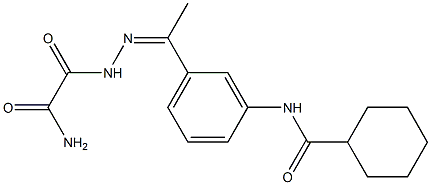 N'-[(Z)-1-[3-(cyclohexanecarbonylamino)phenyl]ethylideneamino]oxamide Struktur