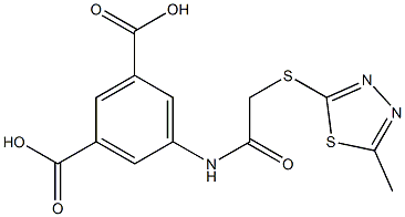 5-[[2-[(5-methyl-1,3,4-thiadiazol-2-yl)sulfanyl]acetyl]amino]benzene-1,3-dicarboxylic acid Struktur