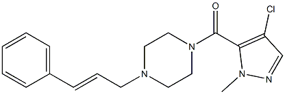 (4-chloro-2-methylpyrazol-3-yl)-[4-[(E)-3-phenylprop-2-enyl]piperazin-1-yl]methanone Struktur