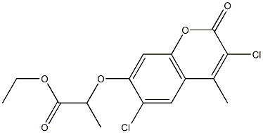 ethyl 2-(3,6-dichloro-4-methyl-2-oxochromen-7-yl)oxypropanoate Struktur