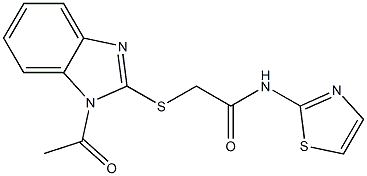 2-(1-acetylbenzimidazol-2-yl)sulfanyl-N-(1,3-thiazol-2-yl)acetamide Struktur