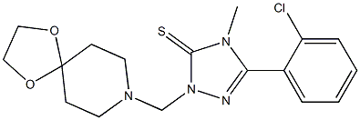 5-(2-chlorophenyl)-2-(1,4-dioxa-8-azaspiro[4.5]decan-8-ylmethyl)-4-methyl-1,2,4-triazole-3-thione Struktur