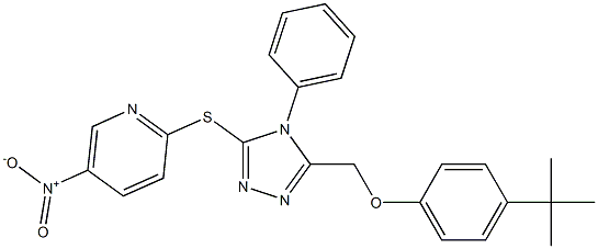 2-[[5-[(4-tert-butylphenoxy)methyl]-4-phenyl-1,2,4-triazol-3-yl]sulfanyl]-5-nitropyridine Struktur