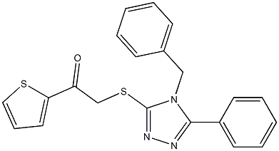 2-[(4-benzyl-5-phenyl-1,2,4-triazol-3-yl)sulfanyl]-1-thiophen-2-ylethanone Struktur