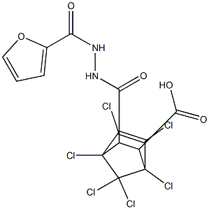 1,2,3,4,7,7-hexachloro-6-[(furan-2-carbonylamino)carbamoyl]bicyclo[2.2.1]hept-2-ene-5-carboxylic acid Struktur