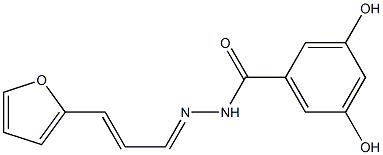 N-[(E)-[(E)-3-(furan-2-yl)prop-2-enylidene]amino]-3,5-dihydroxybenzamide Struktur