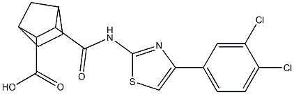 2-[[4-(3,4-dichlorophenyl)-1,3-thiazol-2-yl]carbamoyl]bicyclo[2.2.1]heptane-3-carboxylic acid Struktur