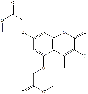 methyl 2-[3-chloro-5-(2-methoxy-2-oxoethoxy)-4-methyl-2-oxochromen-7-yl]oxyacetate Struktur