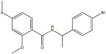 N-[1-(4-bromophenyl)ethyl]-2-methoxy-4-methylsulfanylbenzamide Struktur