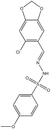 N-[(E)-(6-chloro-1,3-benzodioxol-5-yl)methylideneamino]-4-methoxybenzenesulfonamide Struktur