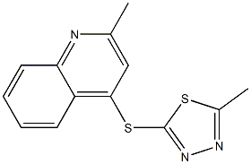 2-methyl-5-(2-methylquinolin-4-yl)sulfanyl-1,3,4-thiadiazole Struktur