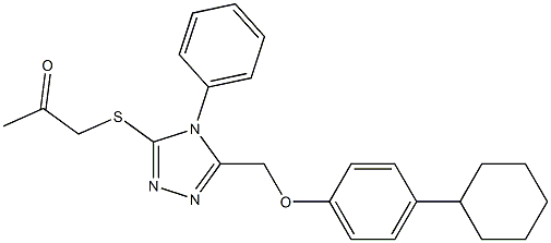 1-[[5-[(4-cyclohexylphenoxy)methyl]-4-phenyl-1,2,4-triazol-3-yl]sulfanyl]propan-2-one Struktur