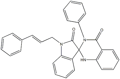 3-phenyl-1'-[(E)-3-phenylprop-2-enyl]spiro[1H-quinazoline-2,3'-indole]-2',4-dione Struktur