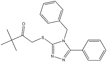 1-[(4-benzyl-5-phenyl-1,2,4-triazol-3-yl)sulfanyl]-3,3-dimethylbutan-2-one Struktur