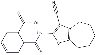 6-[(3-cyano-5,6,7,8-tetrahydro-4H-cyclohepta[b]thiophen-2-yl)carbamoyl]cyclohex-3-ene-1-carboxylic acid