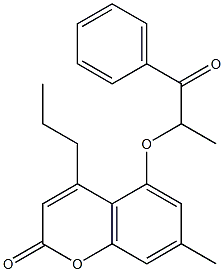 7-methyl-5-(1-oxo-1-phenylpropan-2-yl)oxy-4-propylchromen-2-one Struktur