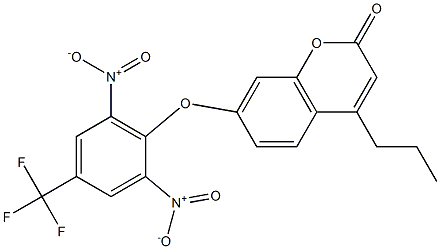 7-[2,6-dinitro-4-(trifluoromethyl)phenoxy]-4-propylchromen-2-one Struktur