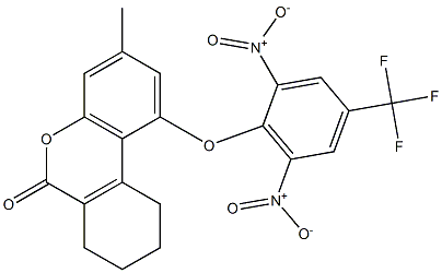 1-[2,6-dinitro-4-(trifluoromethyl)phenoxy]-3-methyl-7,8,9,10-tetrahydrobenzo[c]chromen-6-one Struktur