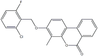 3-[(2-chloro-6-fluorophenyl)methoxy]-4-methylbenzo[c]chromen-6-one Struktur