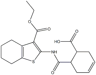 6-[(3-ethoxycarbonyl-4,5,6,7-tetrahydro-1-benzothiophen-2-yl)carbamoyl]cyclohex-3-ene-1-carboxylic acid Struktur