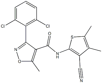 N-(3-cyano-4,5-dimethylthiophen-2-yl)-3-(2,6-dichlorophenyl)-5-methyl-1,2-oxazole-4-carboxamide Struktur