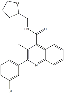 2-(3-chlorophenyl)-3-methyl-N-(oxolan-2-ylmethyl)quinoline-4-carboxamide Struktur