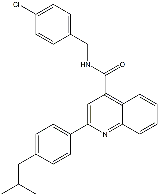 N-[(4-chlorophenyl)methyl]-2-[4-(2-methylpropyl)phenyl]quinoline-4-carboxamide Struktur