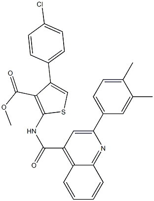 methyl 4-(4-chlorophenyl)-2-[[2-(3,4-dimethylphenyl)quinoline-4-carbonyl]amino]thiophene-3-carboxylate Struktur