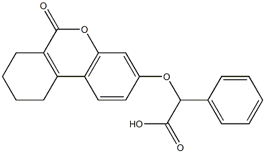 2-[(6-oxo-7,8,9,10-tetrahydrobenzo[c]chromen-3-yl)oxy]-2-phenylacetic acid Struktur