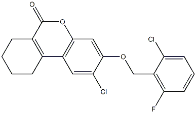 2-chloro-3-[(2-chloro-6-fluorophenyl)methoxy]-7,8,9,10-tetrahydrobenzo[c]chromen-6-one Struktur