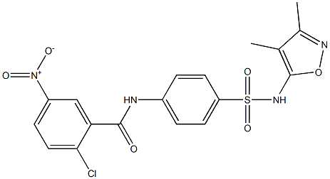 2-chloro-N-[4-[(3,4-dimethyl-1,2-oxazol-5-yl)sulfamoyl]phenyl]-5-nitrobenzamide Struktur